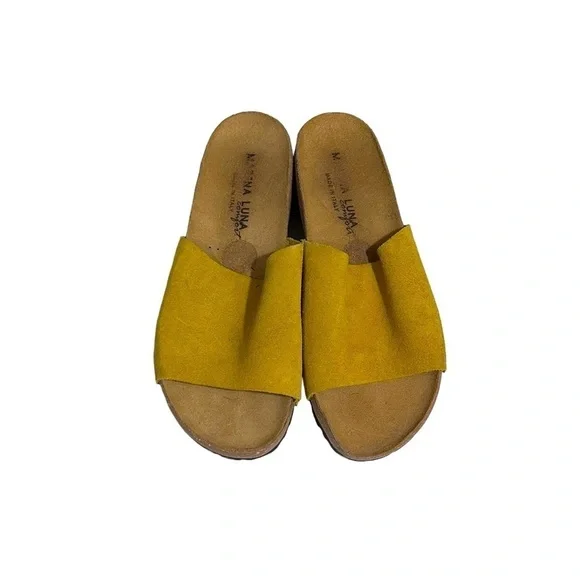 Marina Luna Women’s Suede Sandals Mustard Yellow Size 6.5 Made in Italy​​​​​​ - Picture 2 of 9